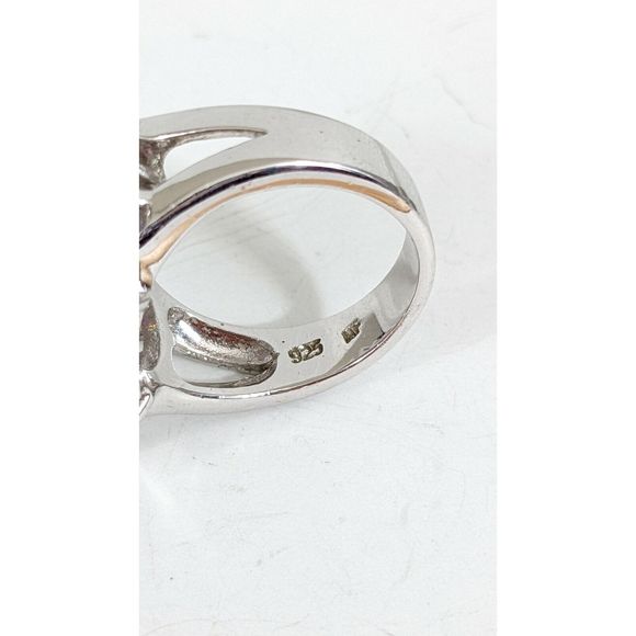 Size 8 huge Pink Cluster Sunflower Sterling Silver Cocktail Ring - Picture 5 of 9